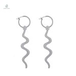 Boucles d'oreilles serpent pendantes en argent