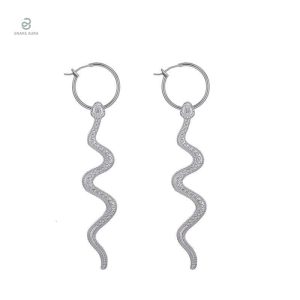 Boucles d'oreilles serpent pendantes en argent