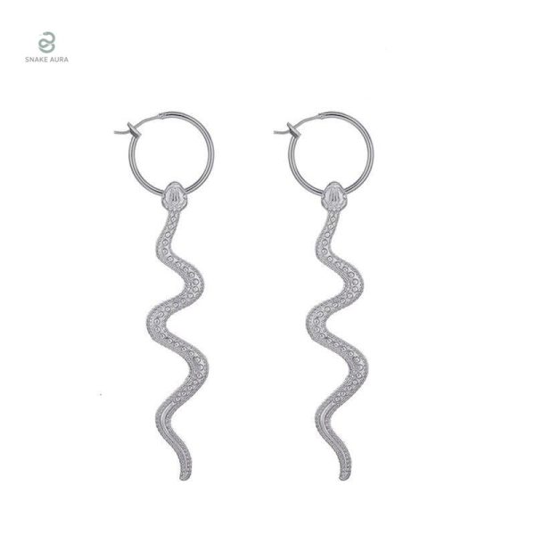 Boucles d'oreilles serpent pendantes en argent