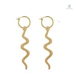 Boucles d'oreilles serpent pendantes en or