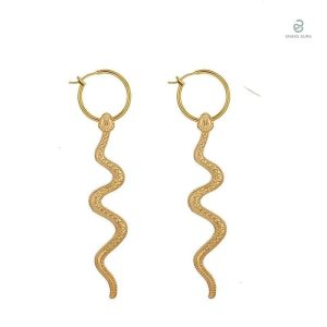 Boucles d'oreilles serpent pendantes en or