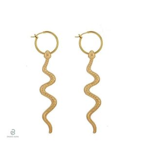 Boucles d'oreilles pendantes or serpent design élégant