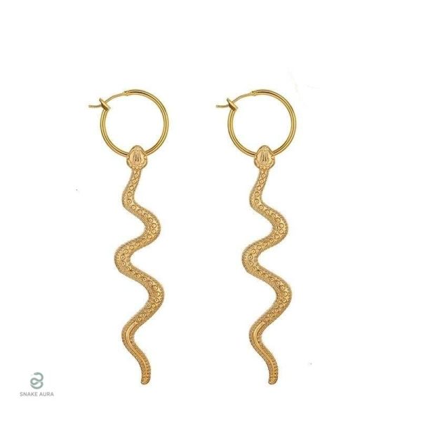Boucles d'oreilles pendantes or serpent design élégant