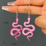 Bijoux serpent roses, boucles d'oreilles pendantes uniques