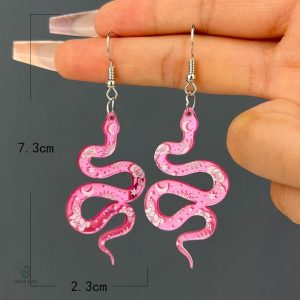 Bijoux serpent roses, boucles d'oreilles pendantes uniques