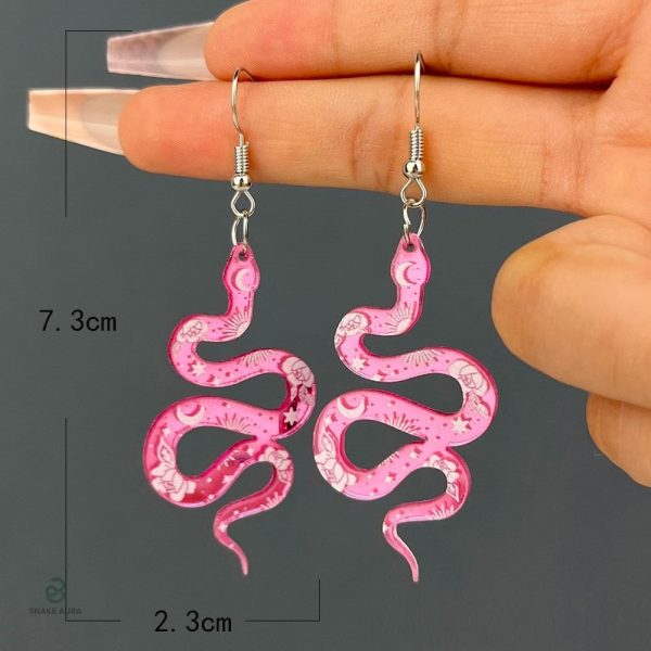 Bijoux serpent roses, boucles d'oreilles pendantes uniques