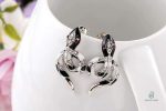 Boucles d'oreilles argent serpent ornées de pierre rubis
