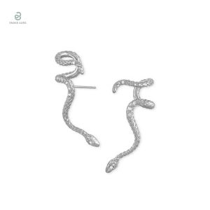 Boucles d'oreilles serpent argentées au style original