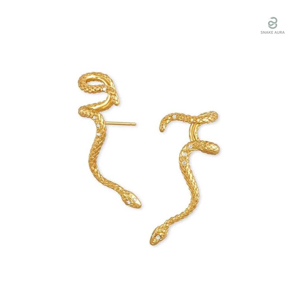 Boucles d'oreilles serpent dorées au style original