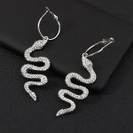 Boucles d'oreilles pendantes serpent argentées grande taille