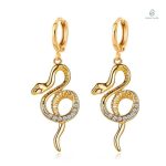Boucles d'oreilles serpent or jaune enroulé élégant