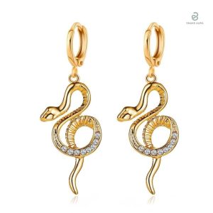 Boucles d'oreilles serpent or jaune enroulé élégant