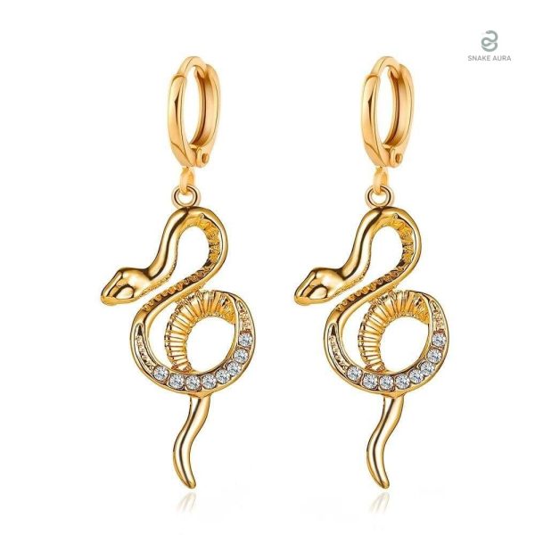 Boucles d'oreilles serpent or jaune enroulé élégant