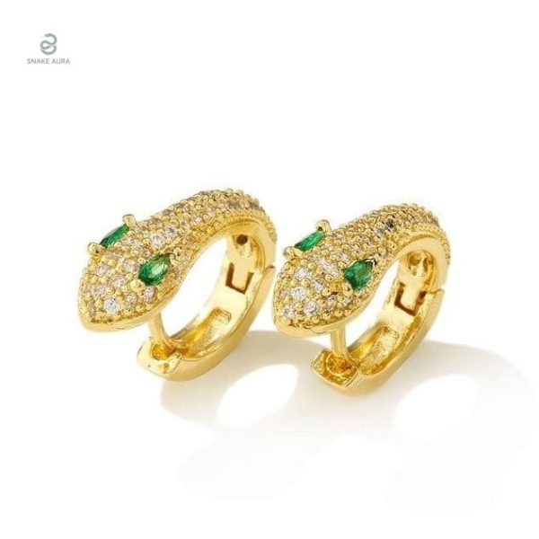 Boucles d'oreilles serpent vert fashion, design élégant et moderne