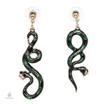 Boucles d'oreilles serpent noir brillant