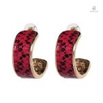 Boucles d'oreilles serpent en peau rouge élégante