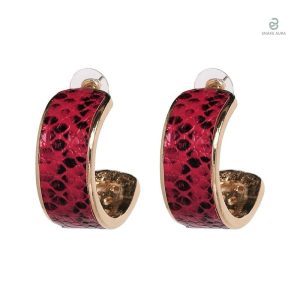 Boucles d'oreilles serpent en peau rouge élégante