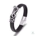 Bracelet Serpent Cobra Égyptien en cuir tressé pour homme
