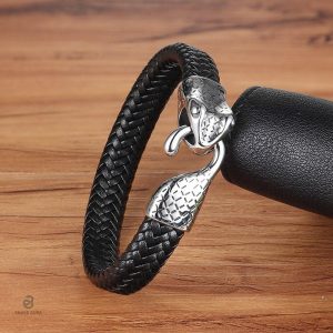 Cuir tressé en forme de serpent pour homme