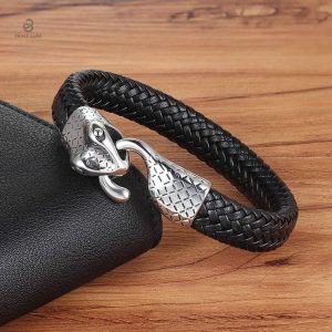 Accessoire élégant en cuir serpent, style masculin