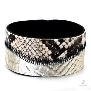 Bracelet serpent en cuir à effet écailles