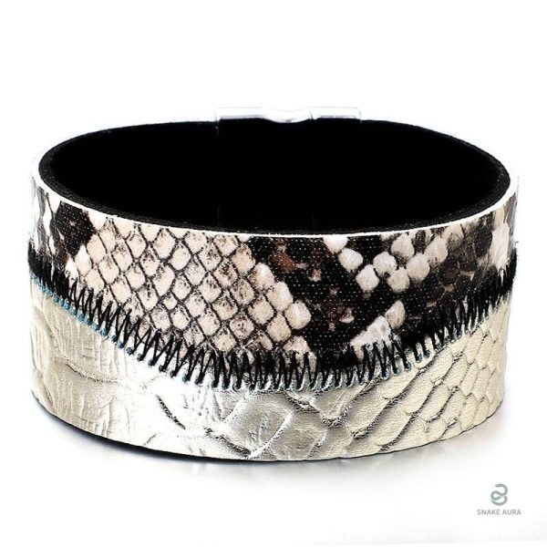 Bracelet serpent en cuir à effet écailles