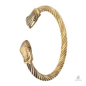 Bracelet Jonc Viking Serpent avec Deux Têtes en Or