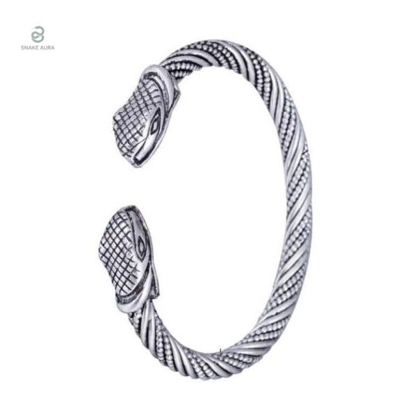 Bracelet Serpent Jonc Viking Argent avec deux têtes