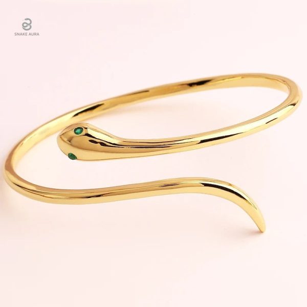 Bracelet manchette serpent en or jaune