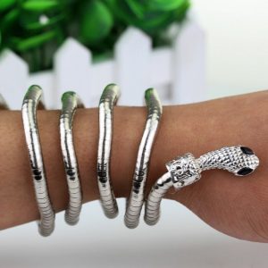 Bracelet serpent enroulé en métal raffiné
