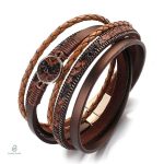 Bracelet Cuir Serpent en noir