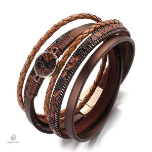 Bracelet Cuir Serpent en noir