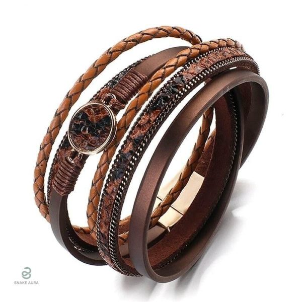 Bracelet Cuir Serpent en noir