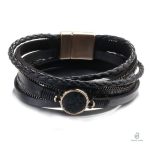 Bracelet Cuir Noir Peau de Serpent élégant et moderne