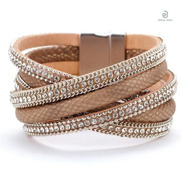 Bracelet Femme Cuir Peau de Serpent