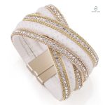 Bracelet Femme Cuir Blanc Peau de Serpent