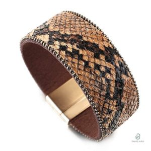 Bracelet Serpent Effet Peau Marron élégant et stylé