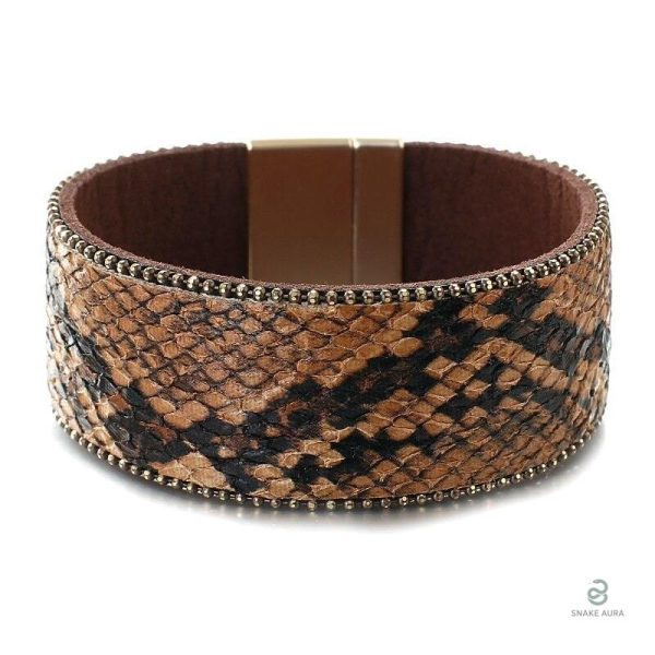 Accessoire mode serpent avec design en peau marron
