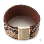 Bracelet serpent chic à effet peau, couleur marron