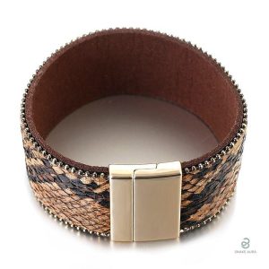 Bracelet serpent chic à effet peau, couleur marron
