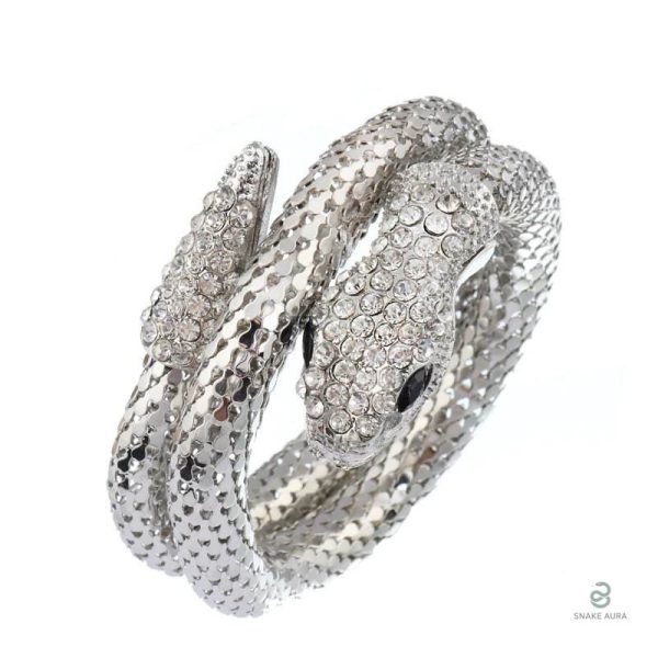 Bracelet serpent argent souple orné de diamants