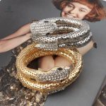 Bracelet souple en argent avec motif serpent et diamants