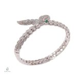 Bracelet Serpent en argent avec yeux verts