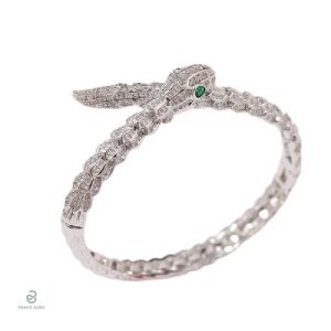 Bracelet Serpent en argent avec yeux verts
