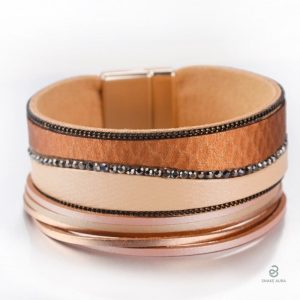 Bracelet serpent cuir marron fantaisie élégant et unique