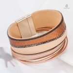 Bracelet en cuir marron style serpent, accessoire tendance