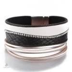 Bracelet Serpent en cuir fantaisie noir et blanc