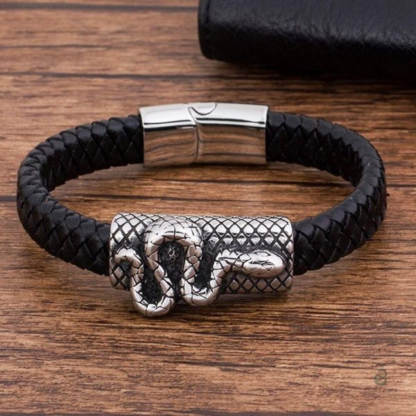 Bracelet serpent homme en cuir design tressé