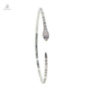 Bijou serpent en argent rehaussé de diamants scintillants