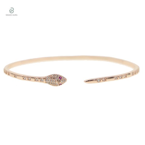 Bracelet Serpent en or rose avec diamants pour femme